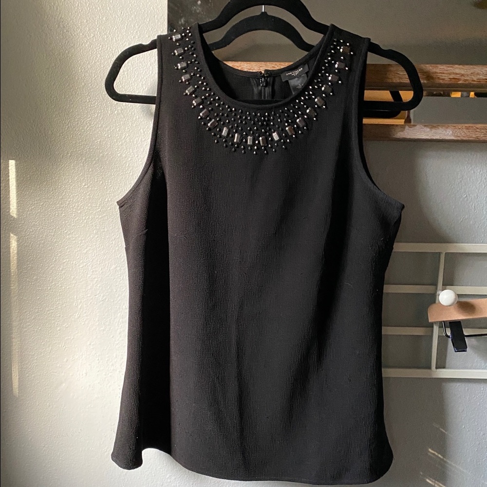 Ann Taylor Black Sleeveless Accented Top